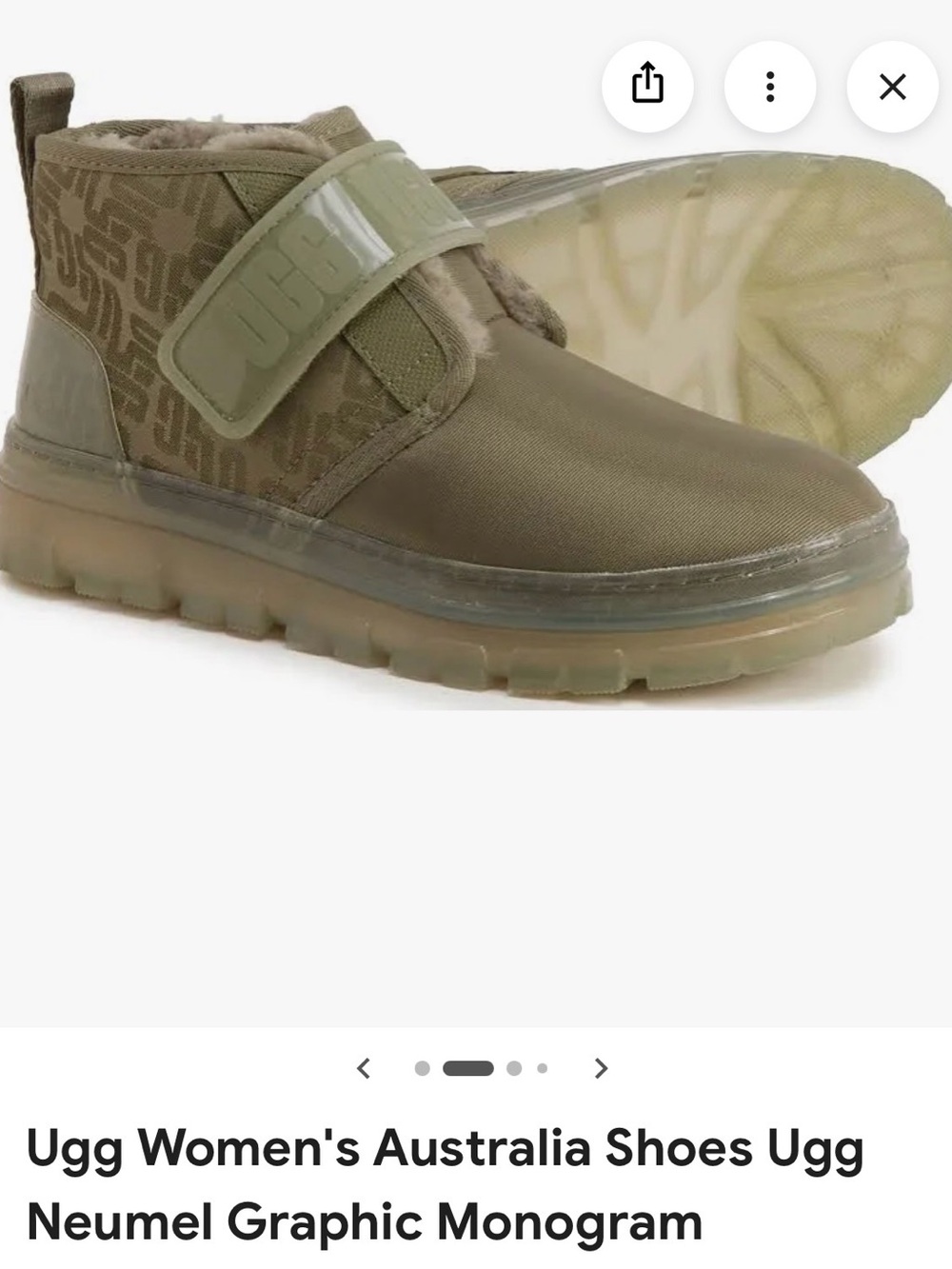 UGG Neumel Graphic Monogram Boots - Olive Green Size 7
